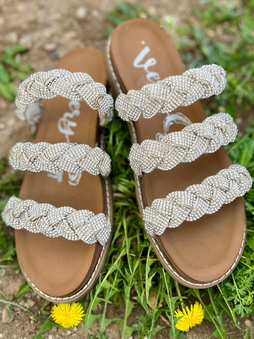 Luxurious Silver Braided Sandals* Product Image