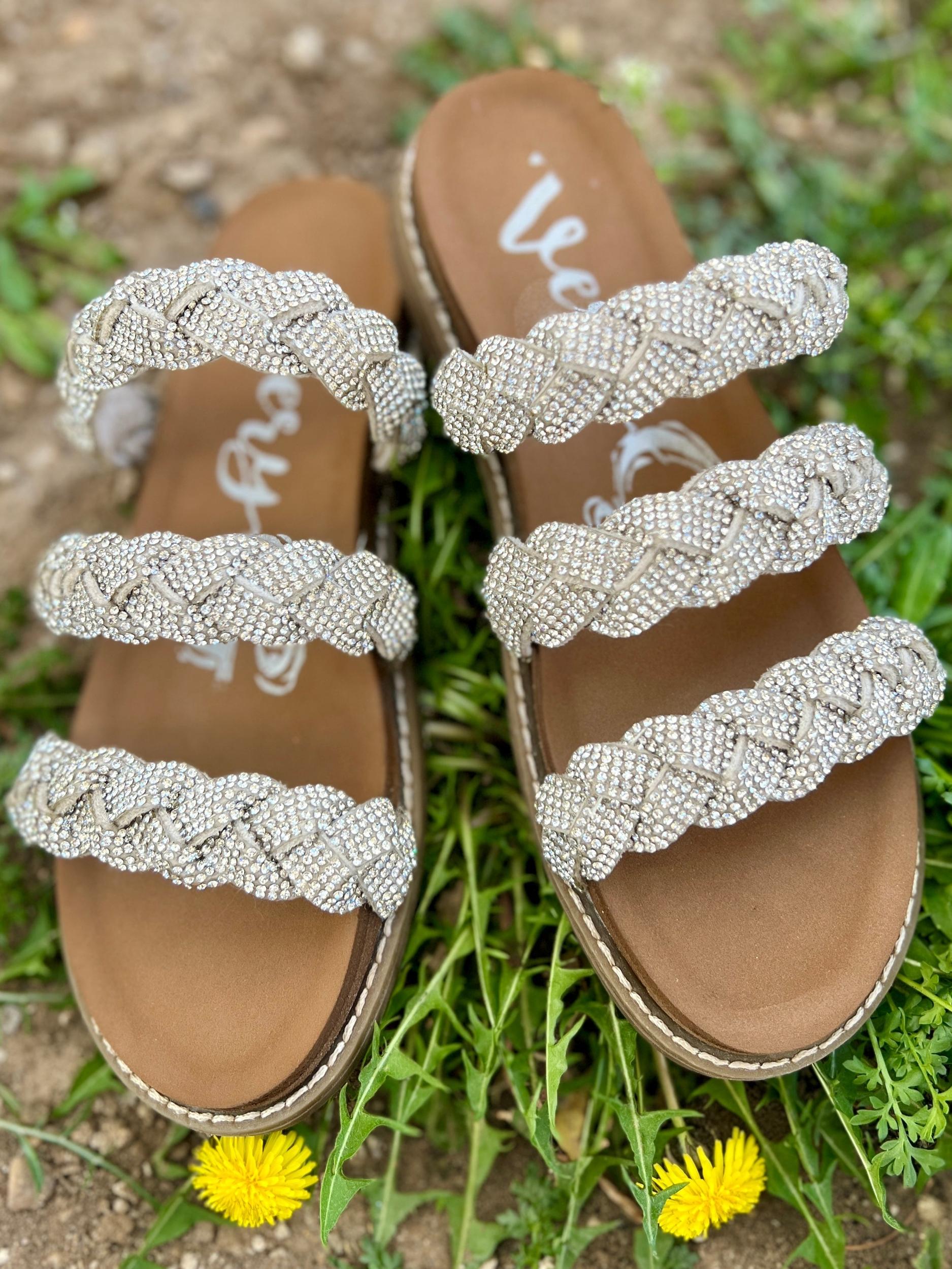 Luxurious Silver Braided Sandals* Product Image