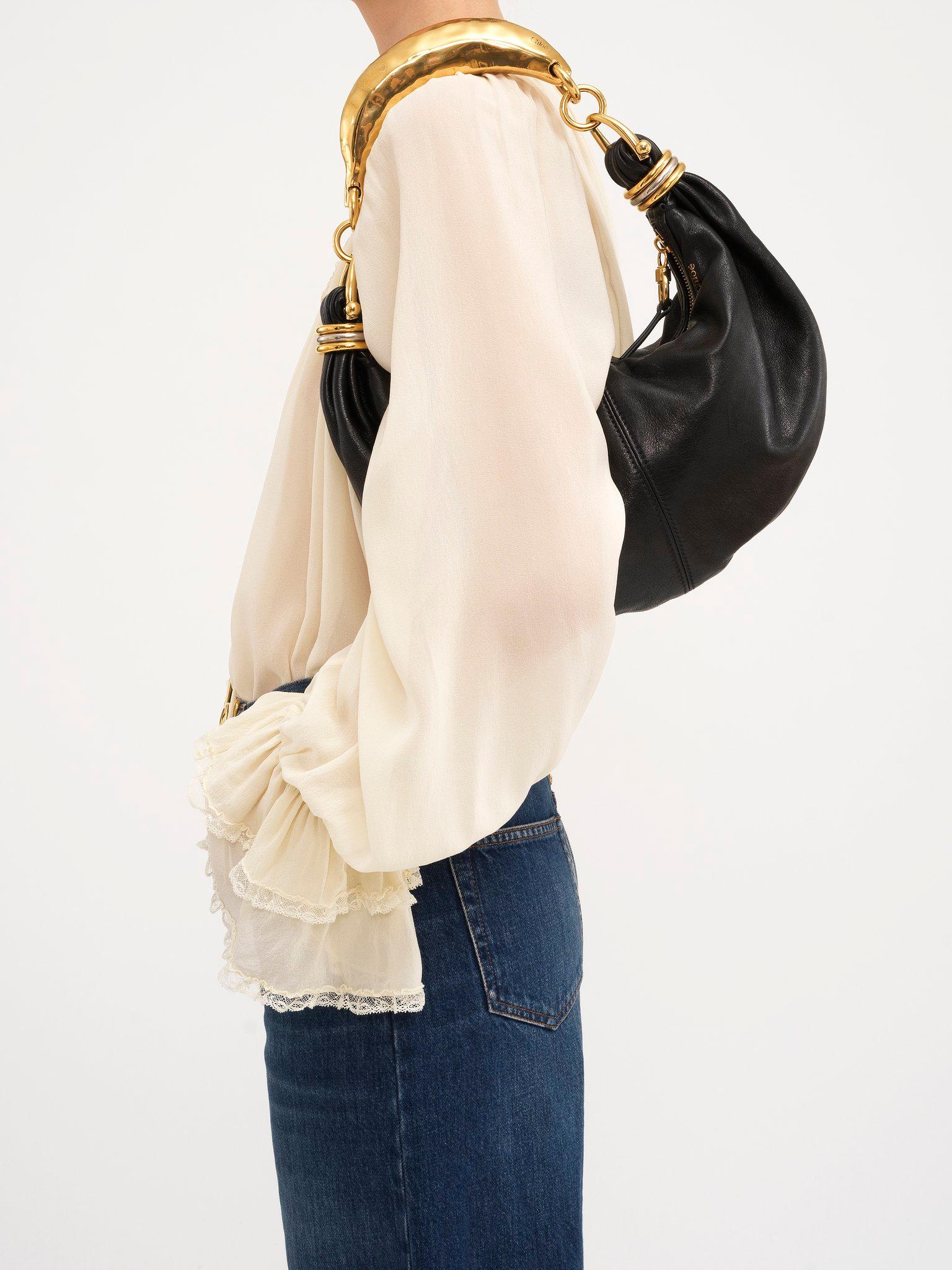 Small Bracelet hobo Bag in grained leather Product Image