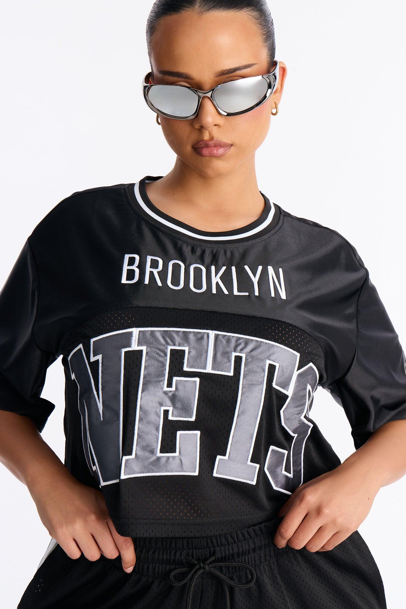 NBA Brooklyn Nets Cropped Tee - Black Female Product Image