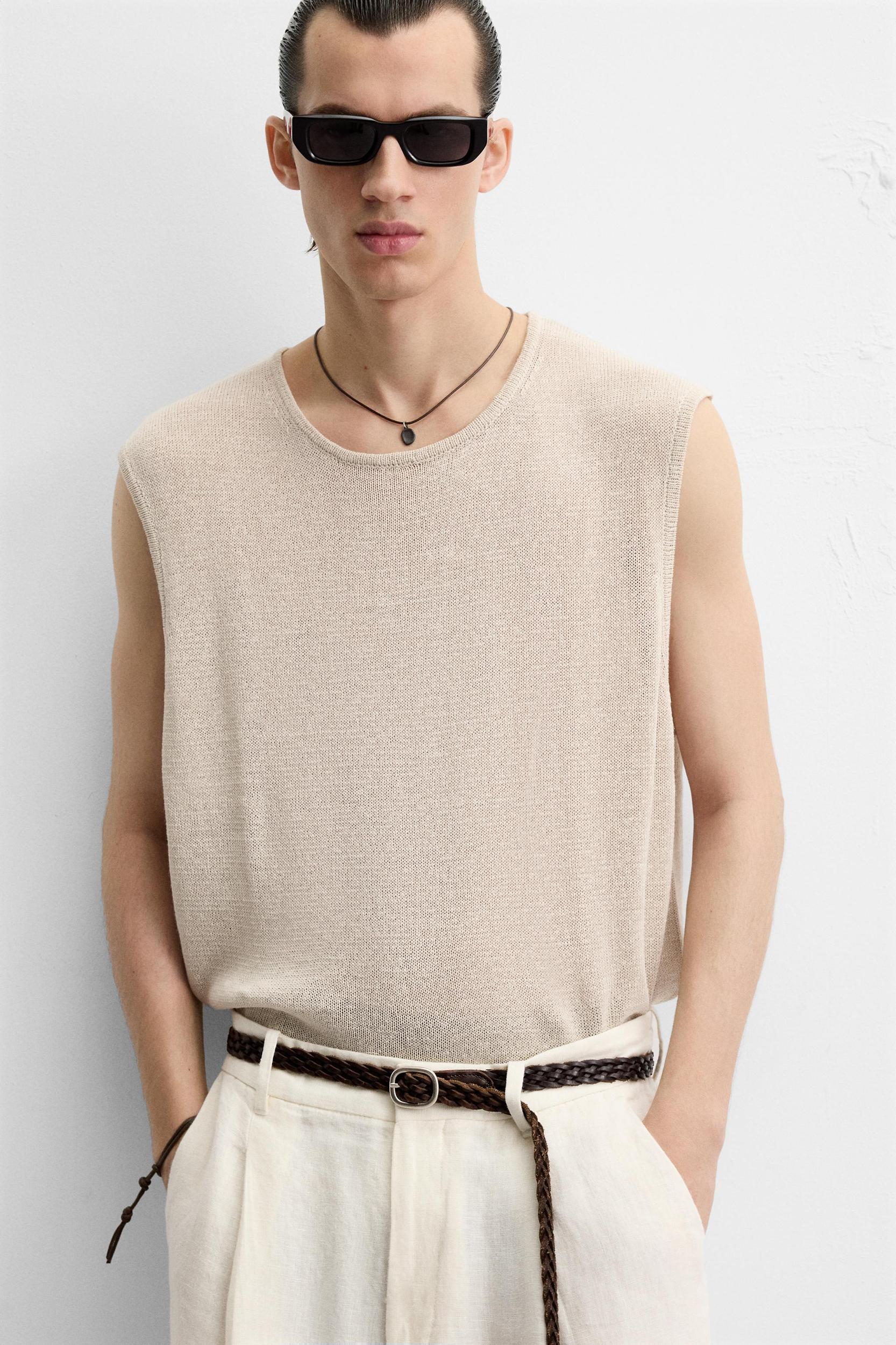 LINEN KNIT T-SHIRT Product Image