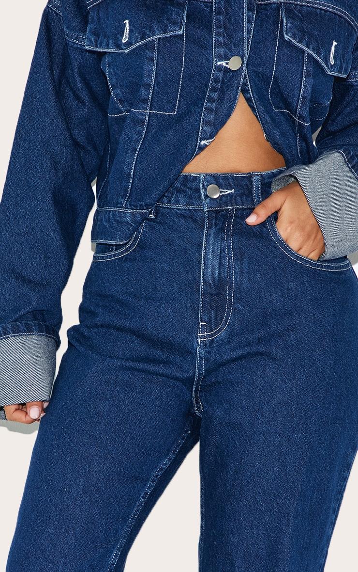 Petite Indigo Denim Turn Up Wide Leg Jeans Product Image
