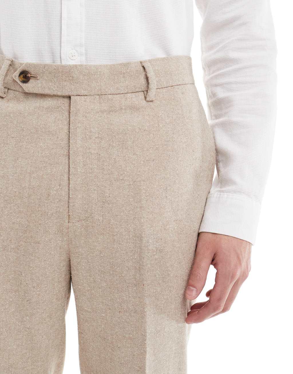 ASOS DESIGN smart tapered fit wool mix pants in stone Product Image