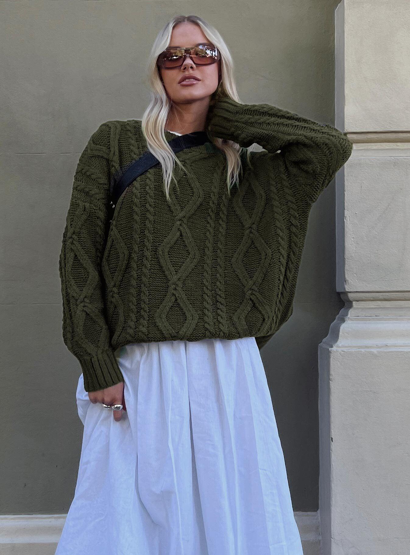Anaya Oversized Sweater Olive Product Image