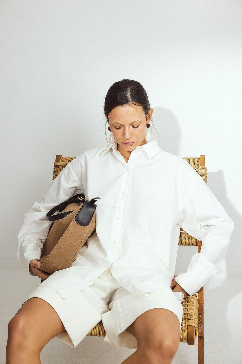 Linen Blend Loose Mid Waist Shorts Product Image