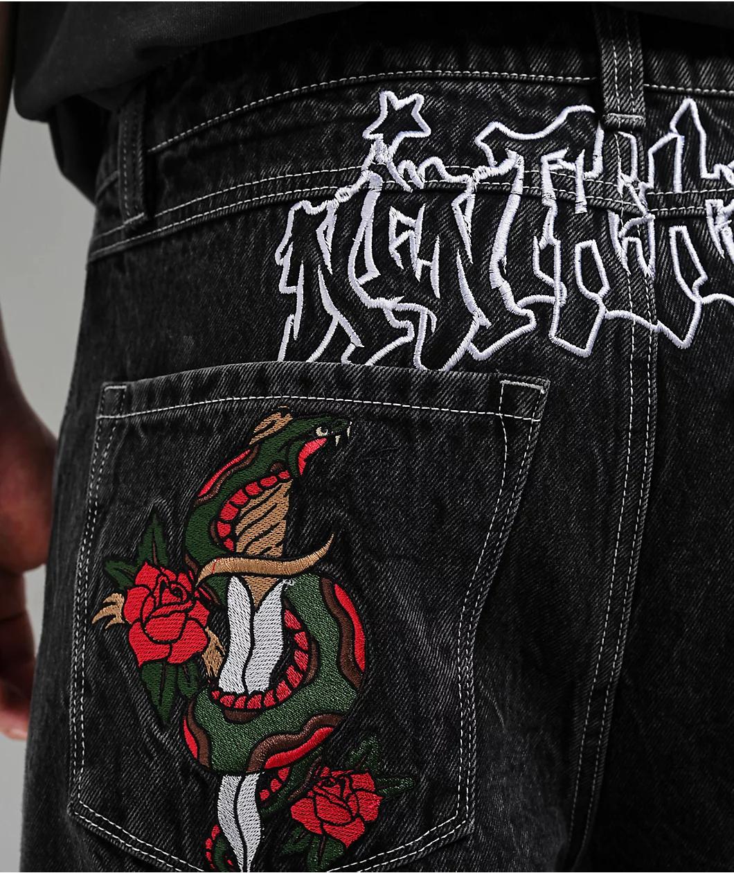 Ninth Hall Ambush Embroidered Black Denim Jeans Product Image