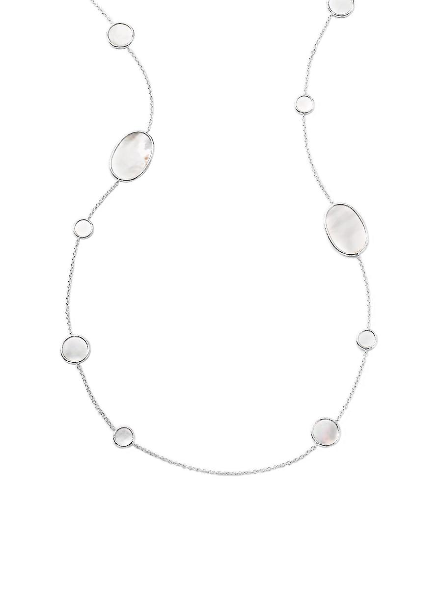 Womens Polished Rock Candy Sterling Silver & Mother-Of-Pearl Station Necklace Product Image