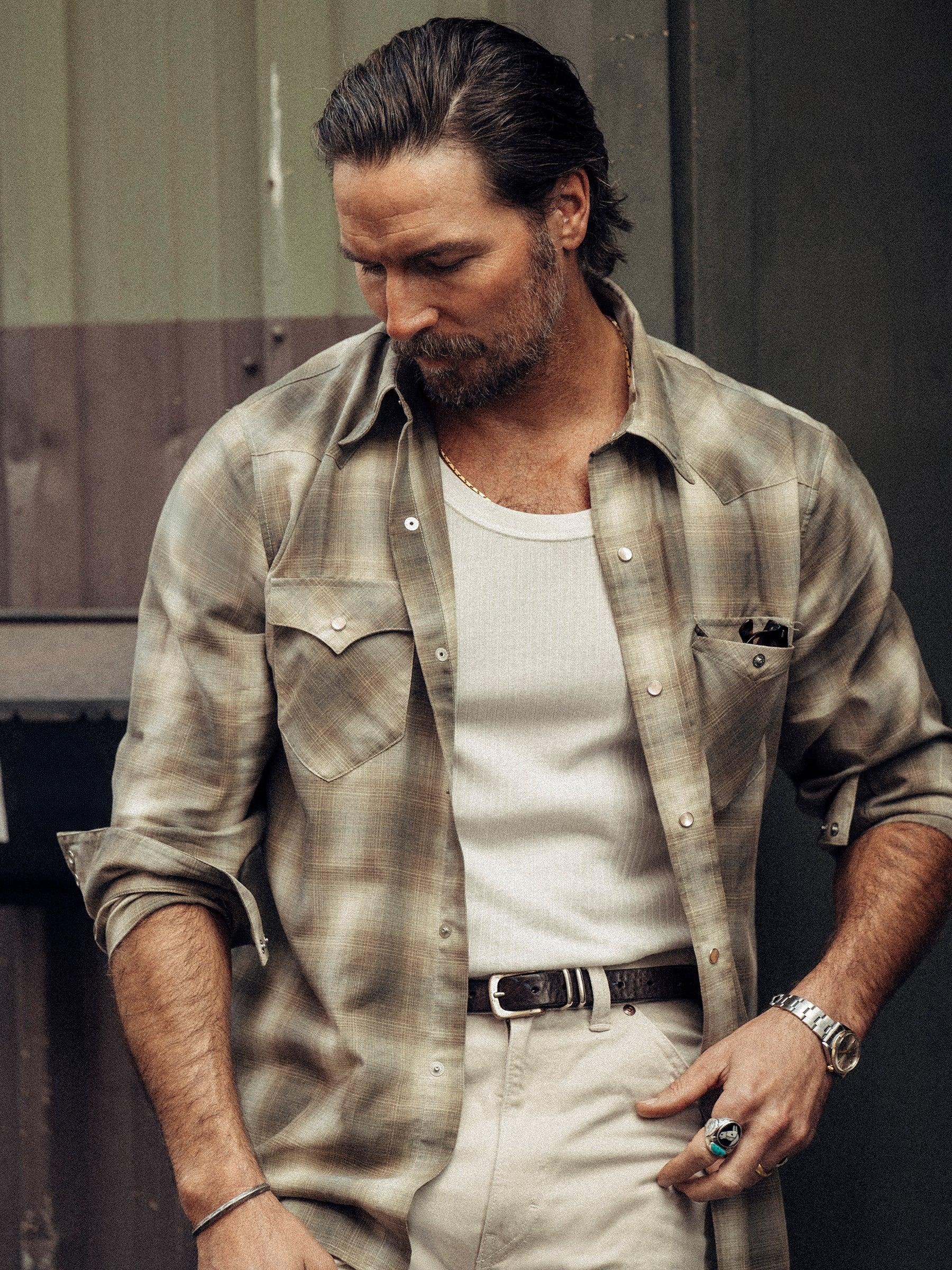 Sage Brush Shadow Plaid Palomino Western Shirt Product Image