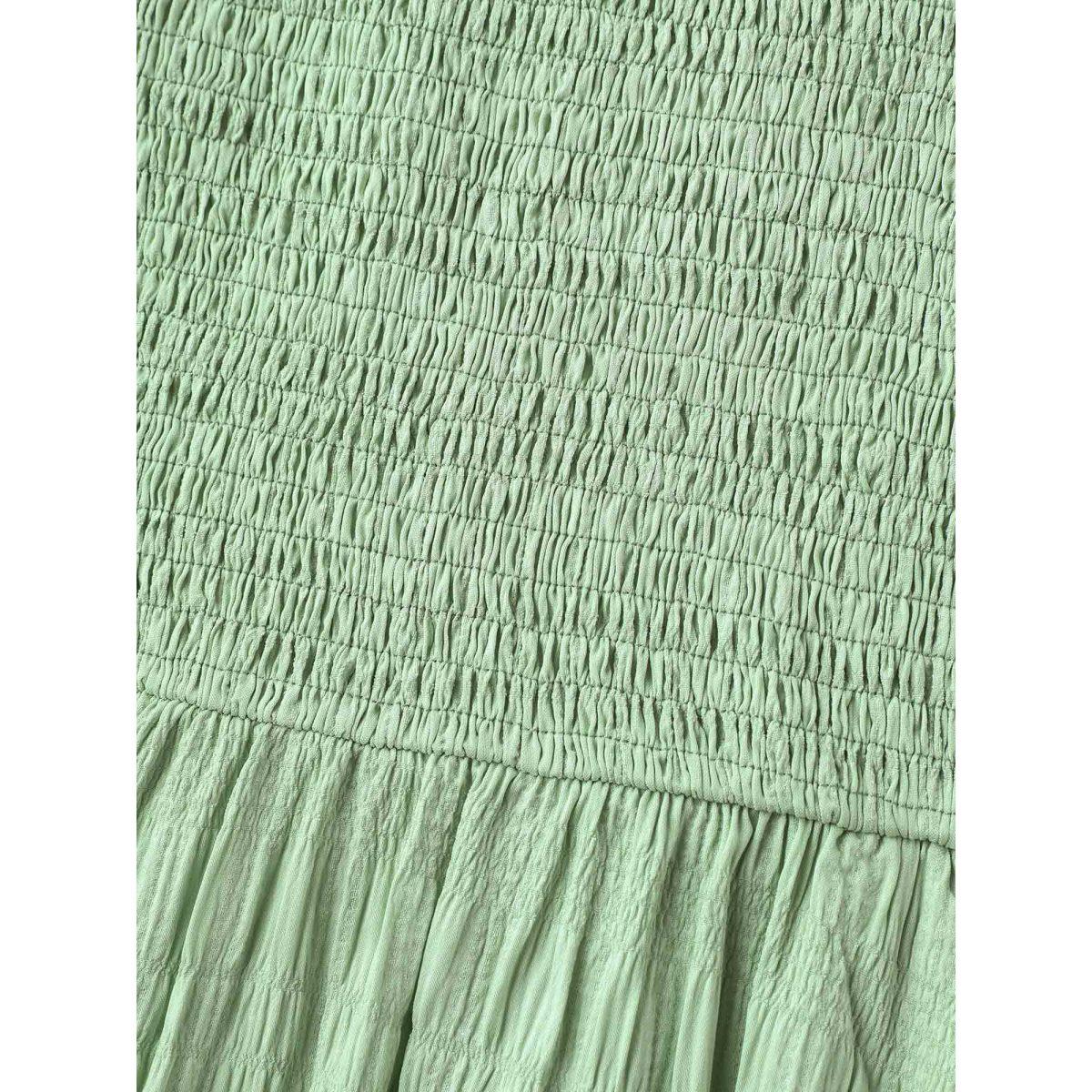 Plus Size Textured Shirred Bodice Pockets Maxi Dress Greenbean Women Round Neck Short sleeve Curvy BloomChic 28/5X Product Image