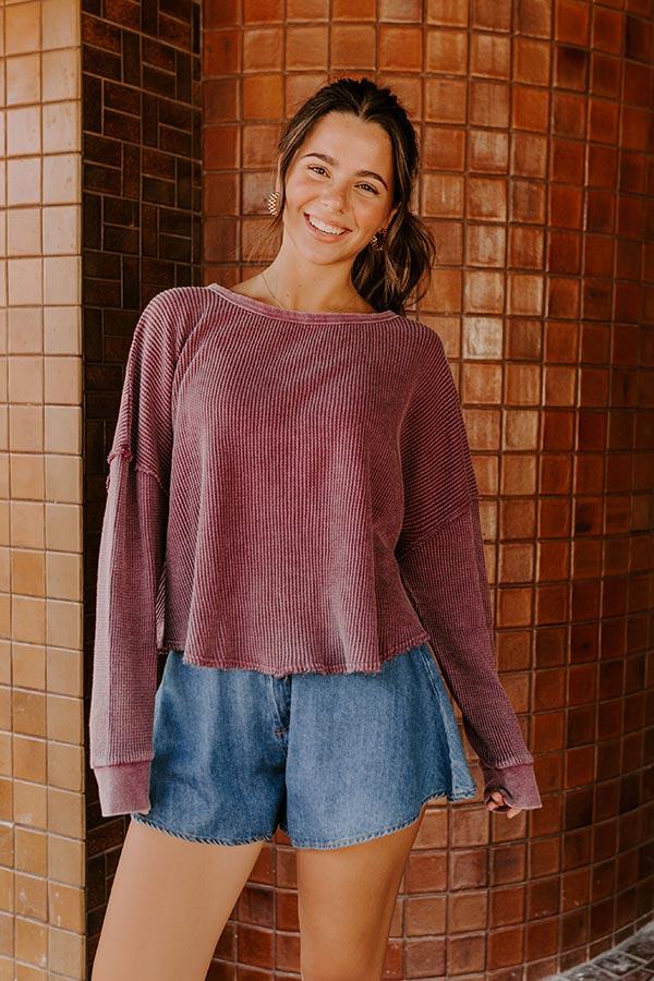 Cozy Couture Waffle Knit Top in Plum Product Image