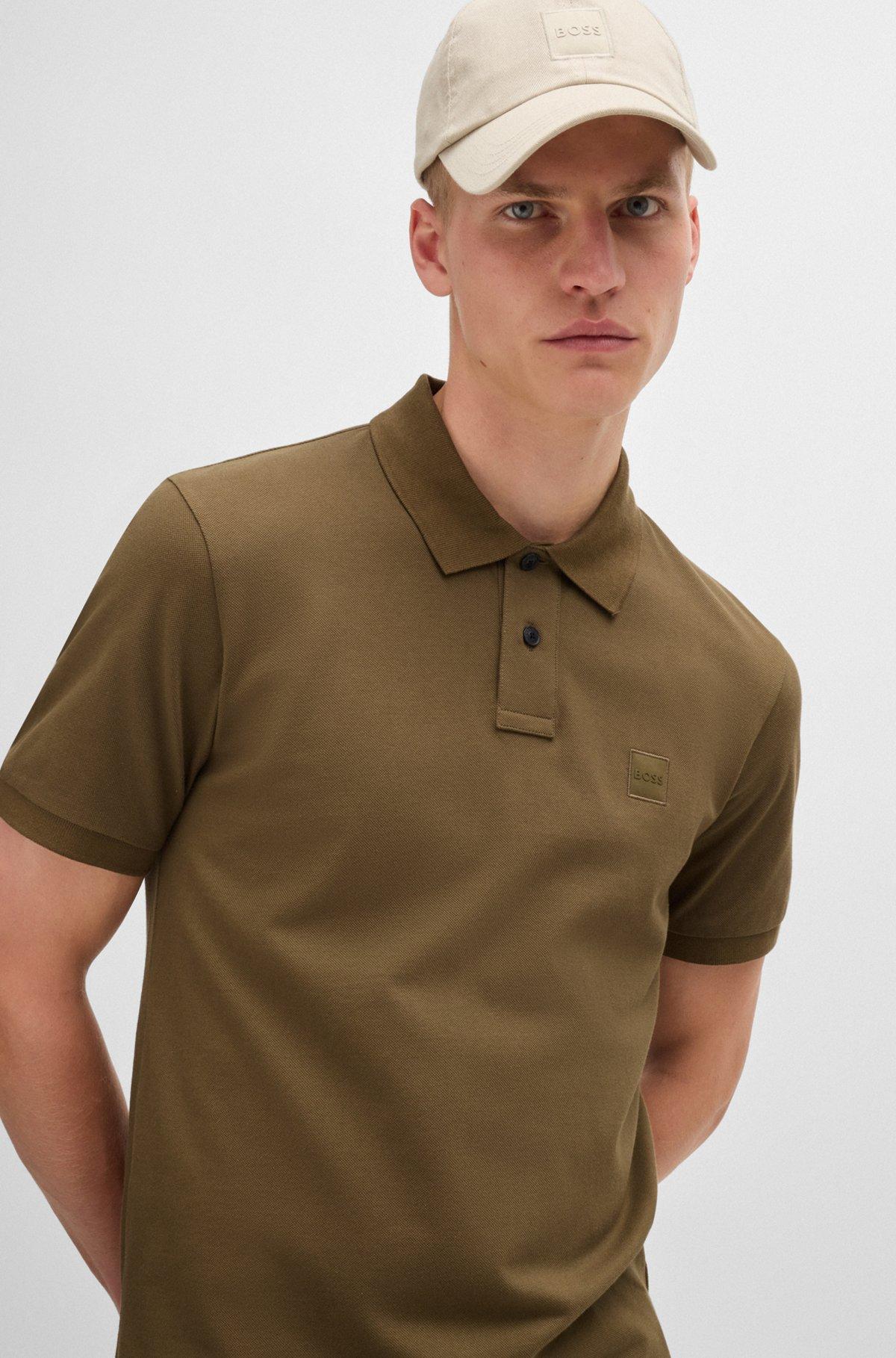 Extra-slim-fit stretch-cotton shirt with logo tape Product Image