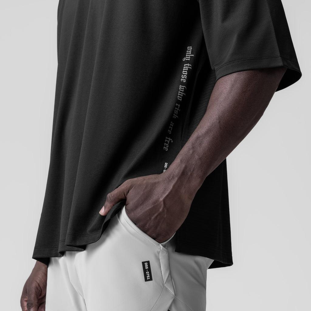 0841. 3D-Lite® 2.0 Lycra® 3/4-Sleeve Oversized Tee - Black "OTWR" Product Image