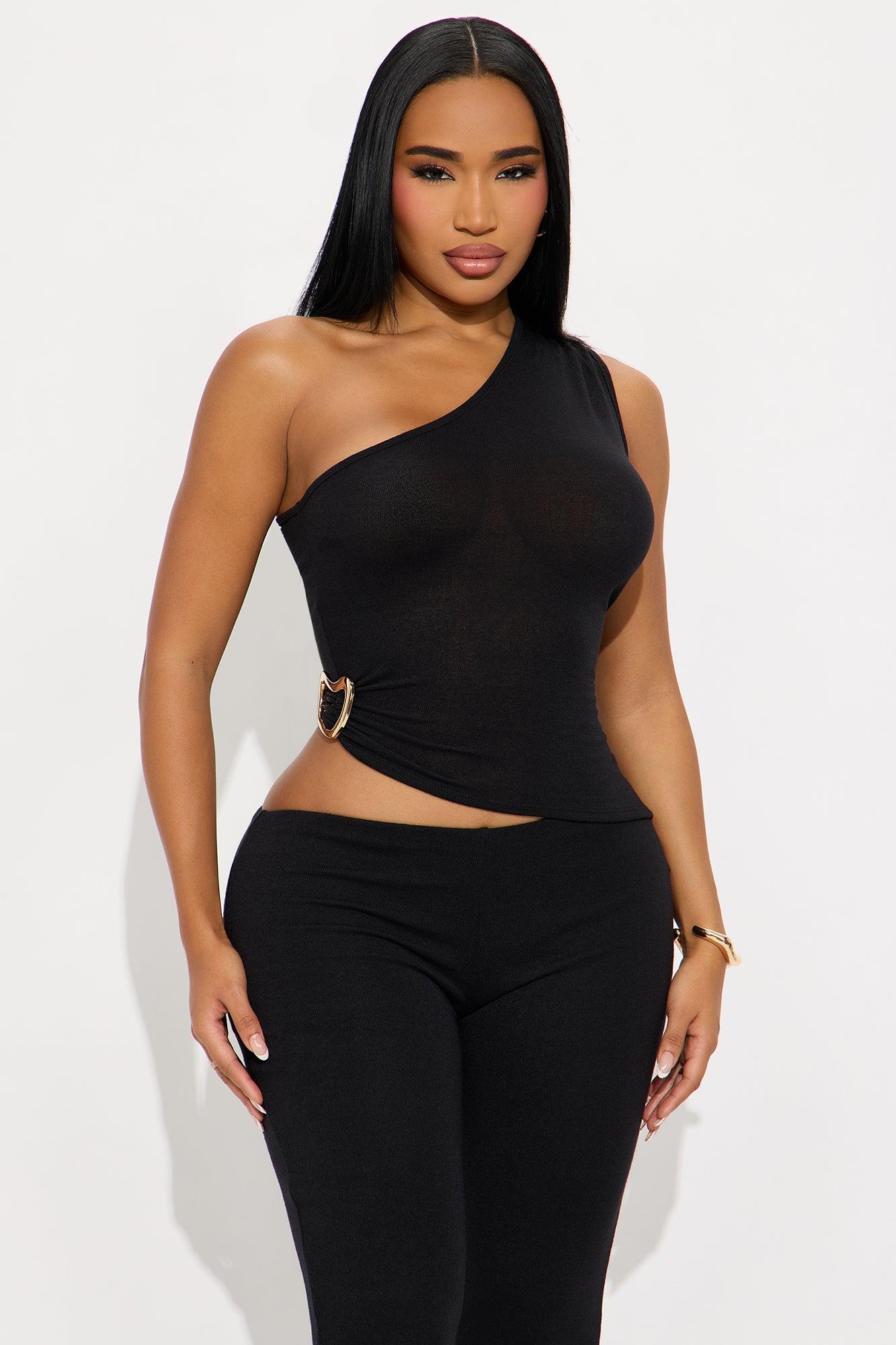 Stella One Shoulder Pant Set - Black Female Product Image