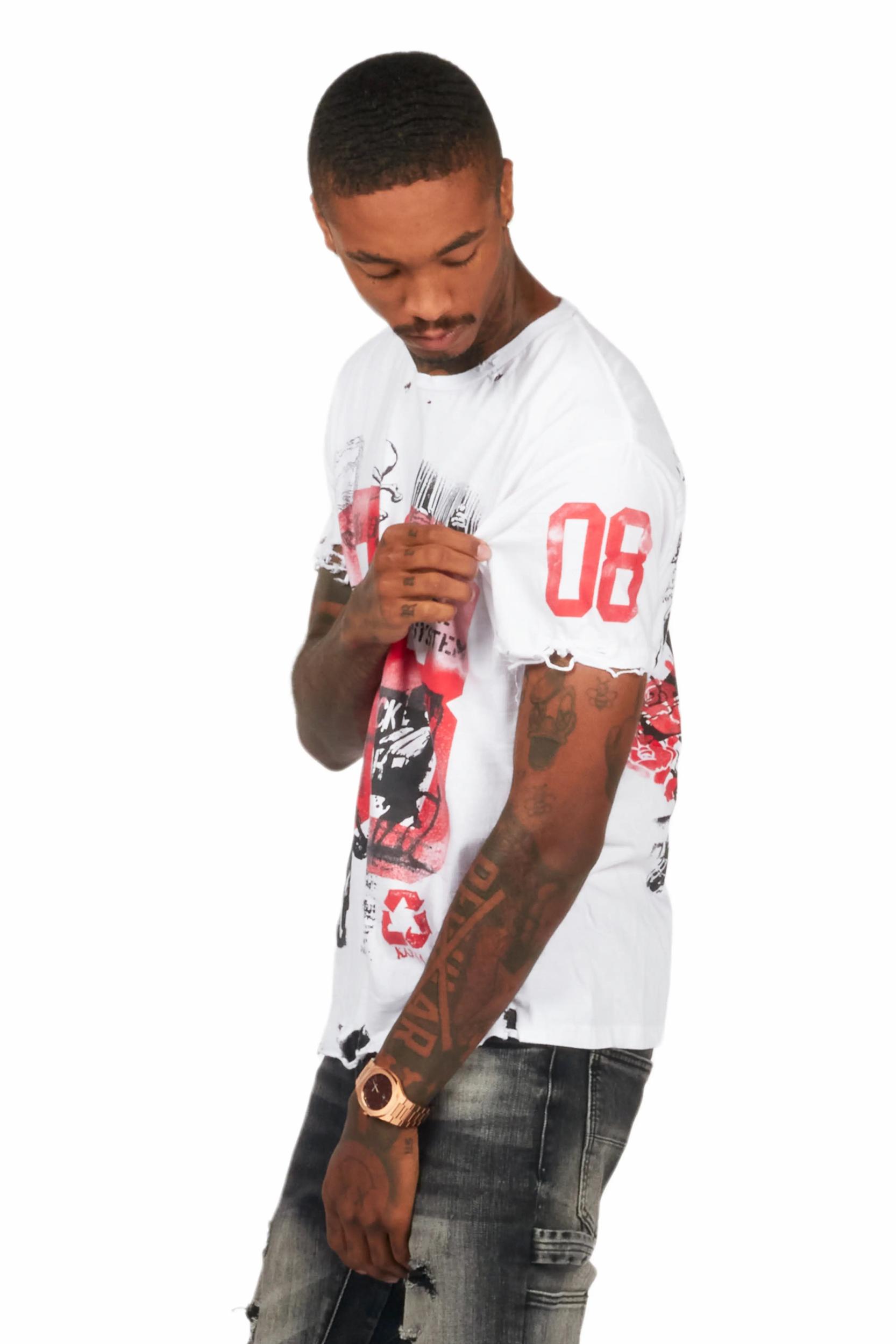 Grill White Graphic Oversized T-Shirt Male Product Image