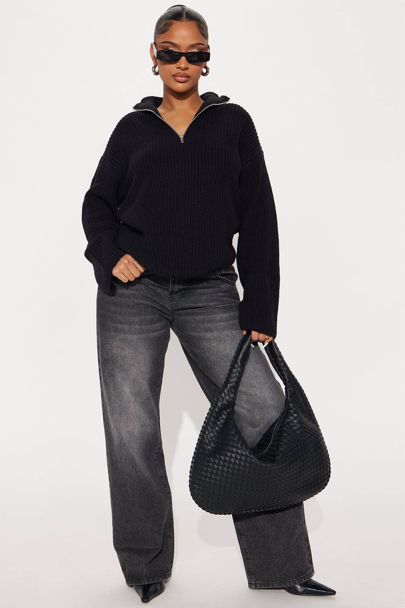 Emilee Quarter Zip Sweater - Black Product Image