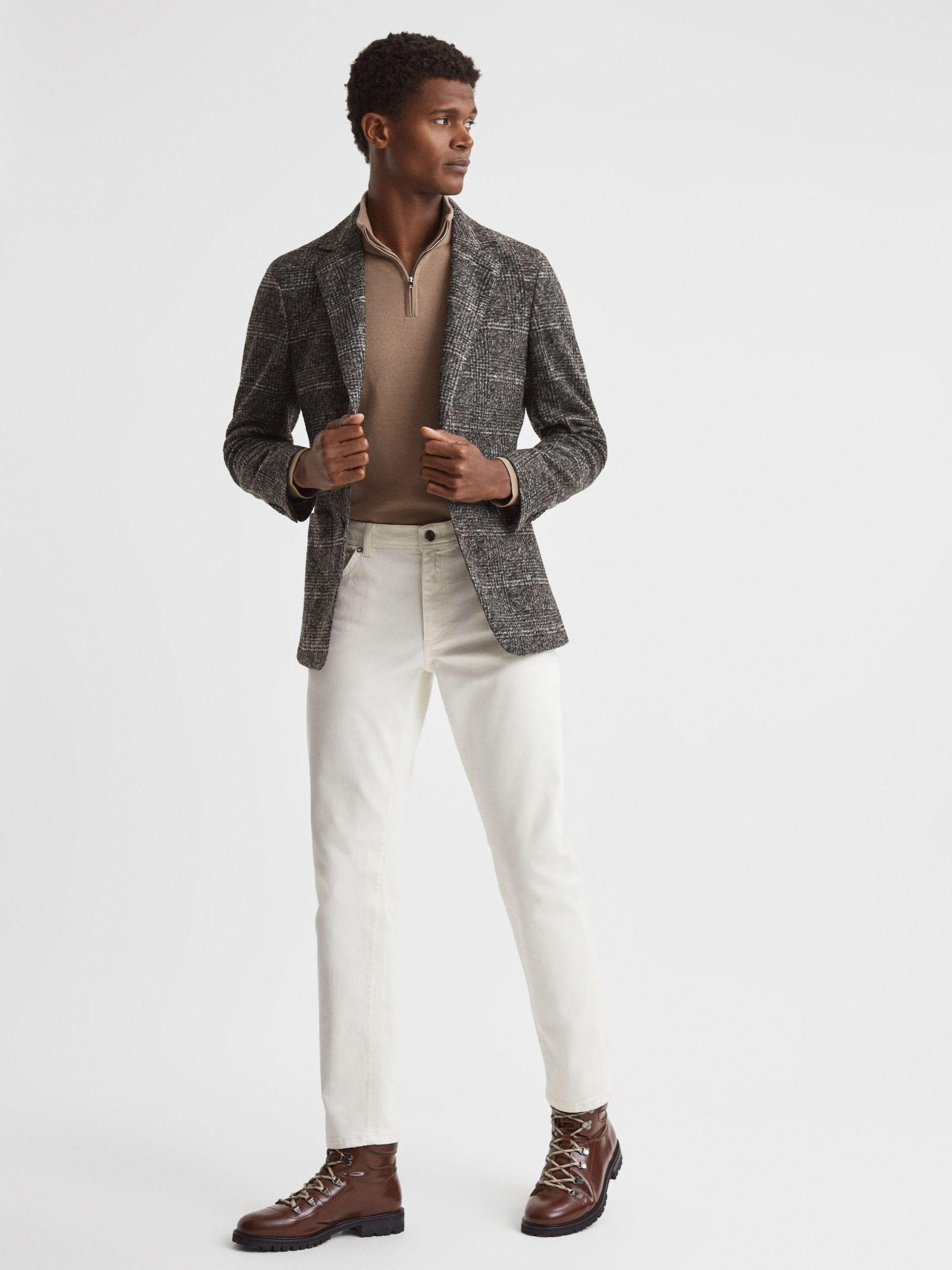 Slim Fit Wool Blend Checked Single Breasted Blazer in Charcoal Product Image