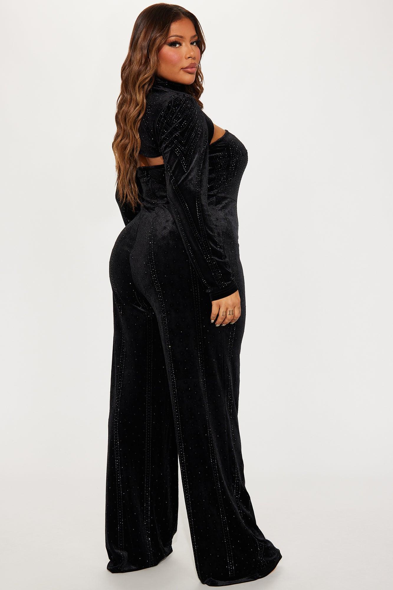 Dark Angel Embellished Jumpsuit Set - Black Product Image