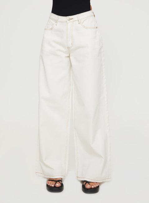 Naylor Wide Leg Jeans Cream Product Image