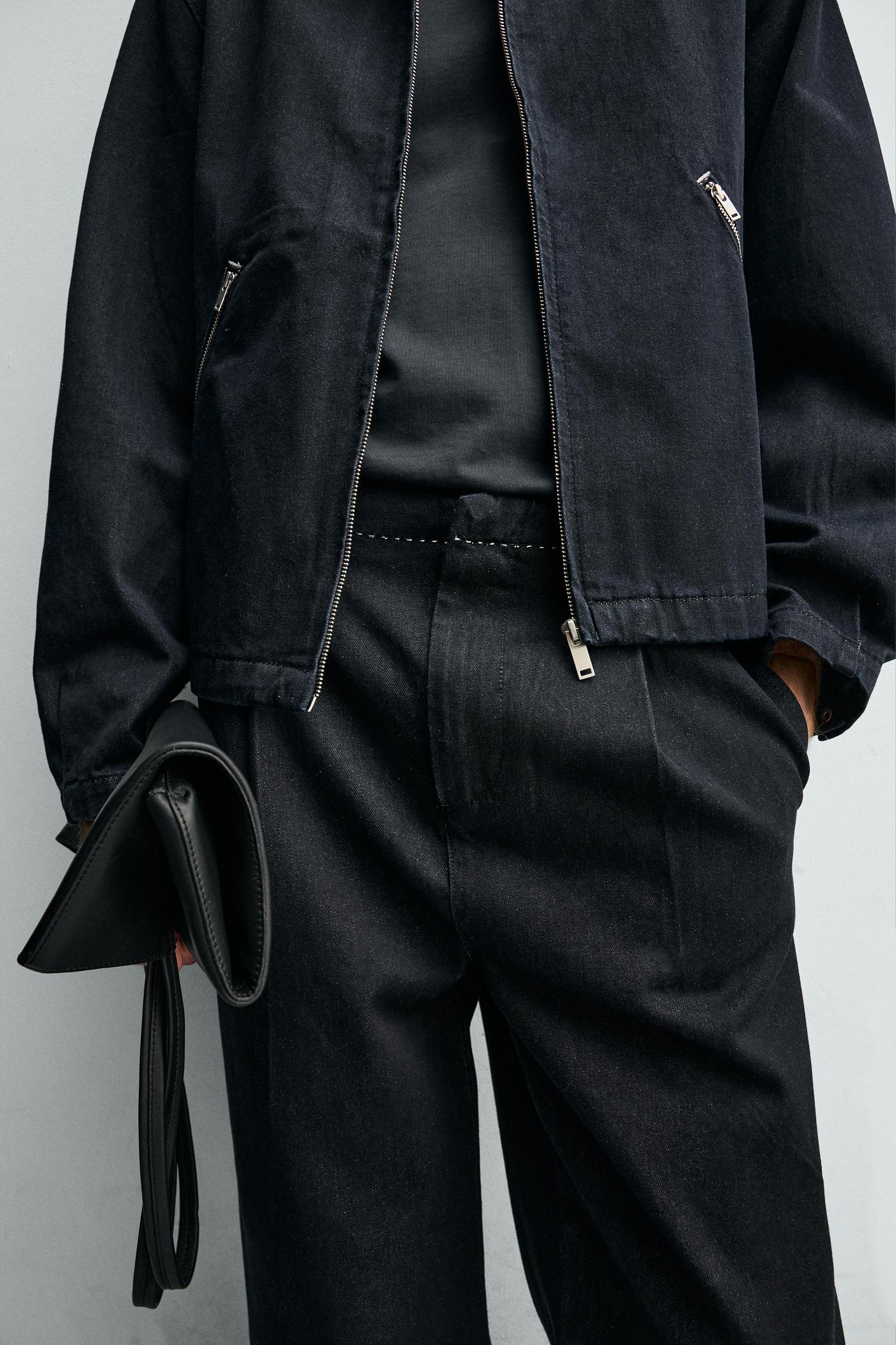 CONTRAST TOPSTITCHING DENIM CHINO PANTS Product Image