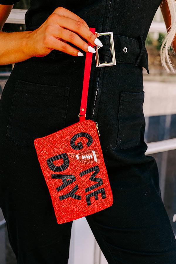 Game Day Beaded Clutch In Red Product Image