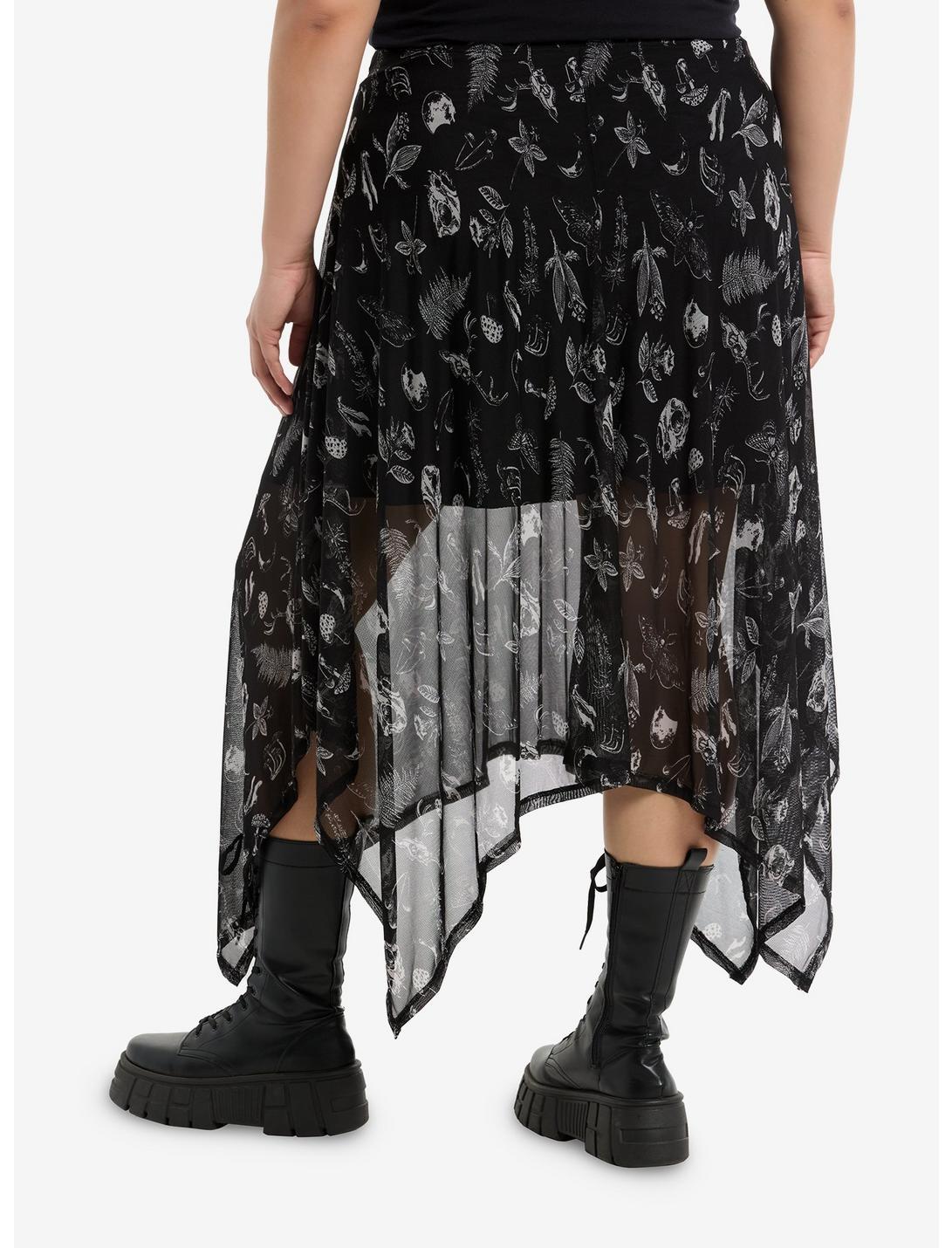 Cosmic Aura Woodlandcore Hanky Hem Sheer Midi Skirt Plus Size Product Image