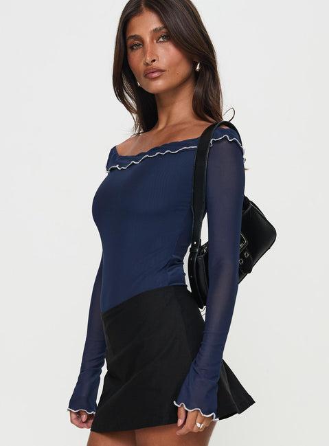 Arsema Off The Shoulder Bodysuit Navy Product Image