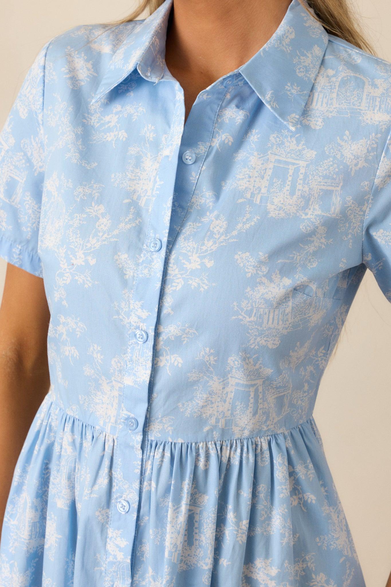 Believe It Cotton Light Blue Toile Maxi Dress Product Image