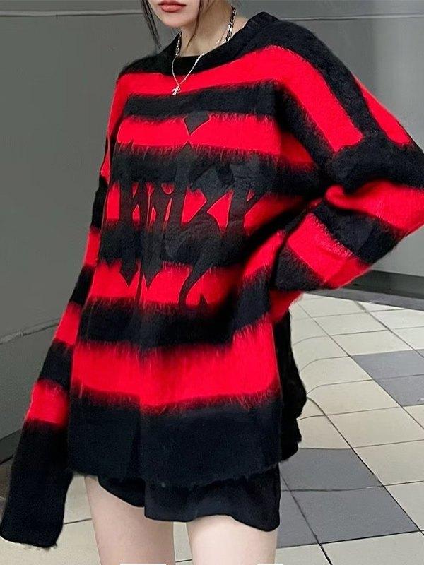 Logo Striped Fuzzy Knit Sweater Product Image