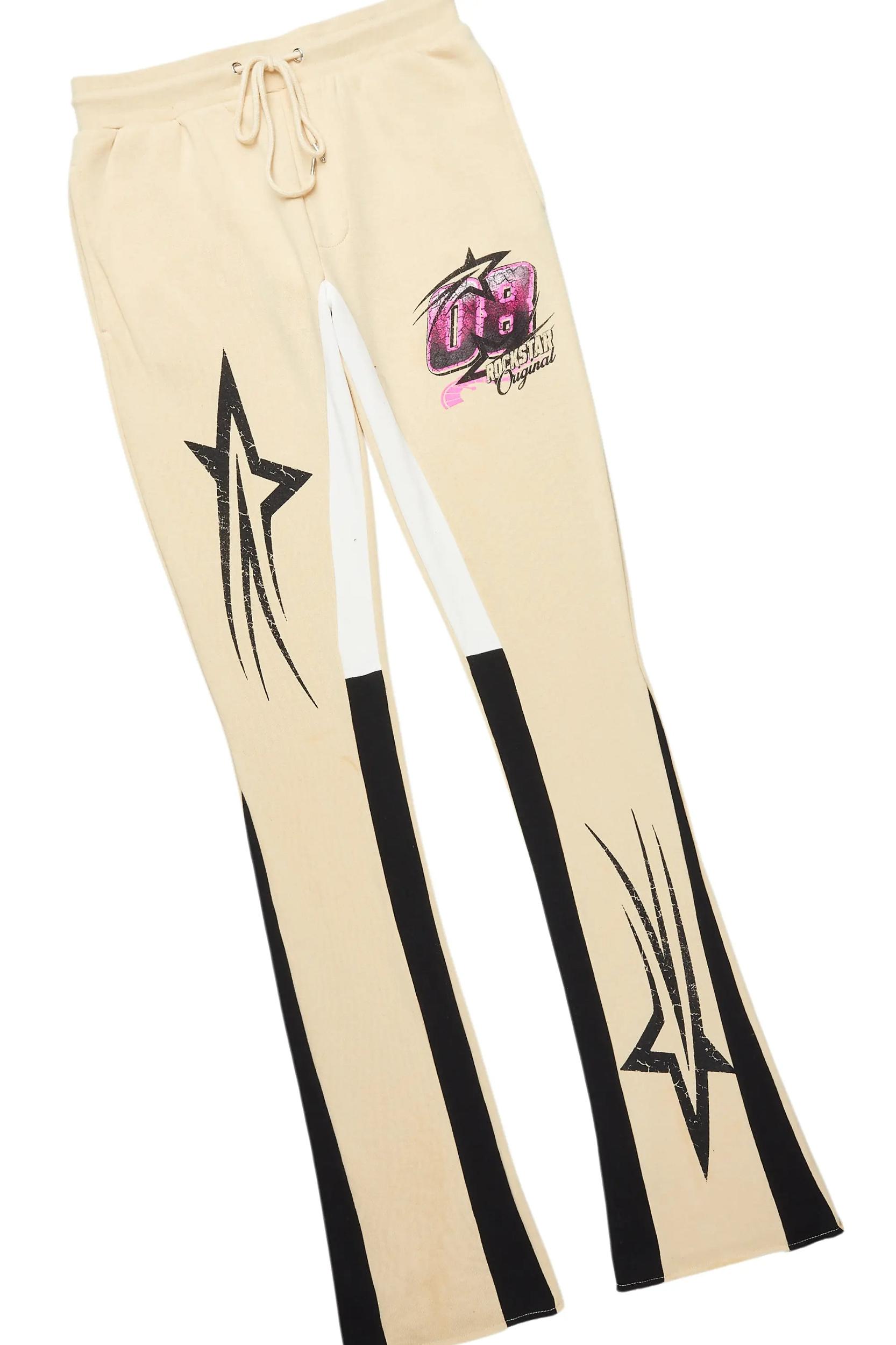 Kastell Beige Hoodie/Stack Flare Track Pant Set Male Product Image