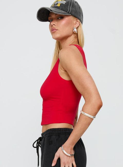 Bleeker High Neck Top Red Product Image
