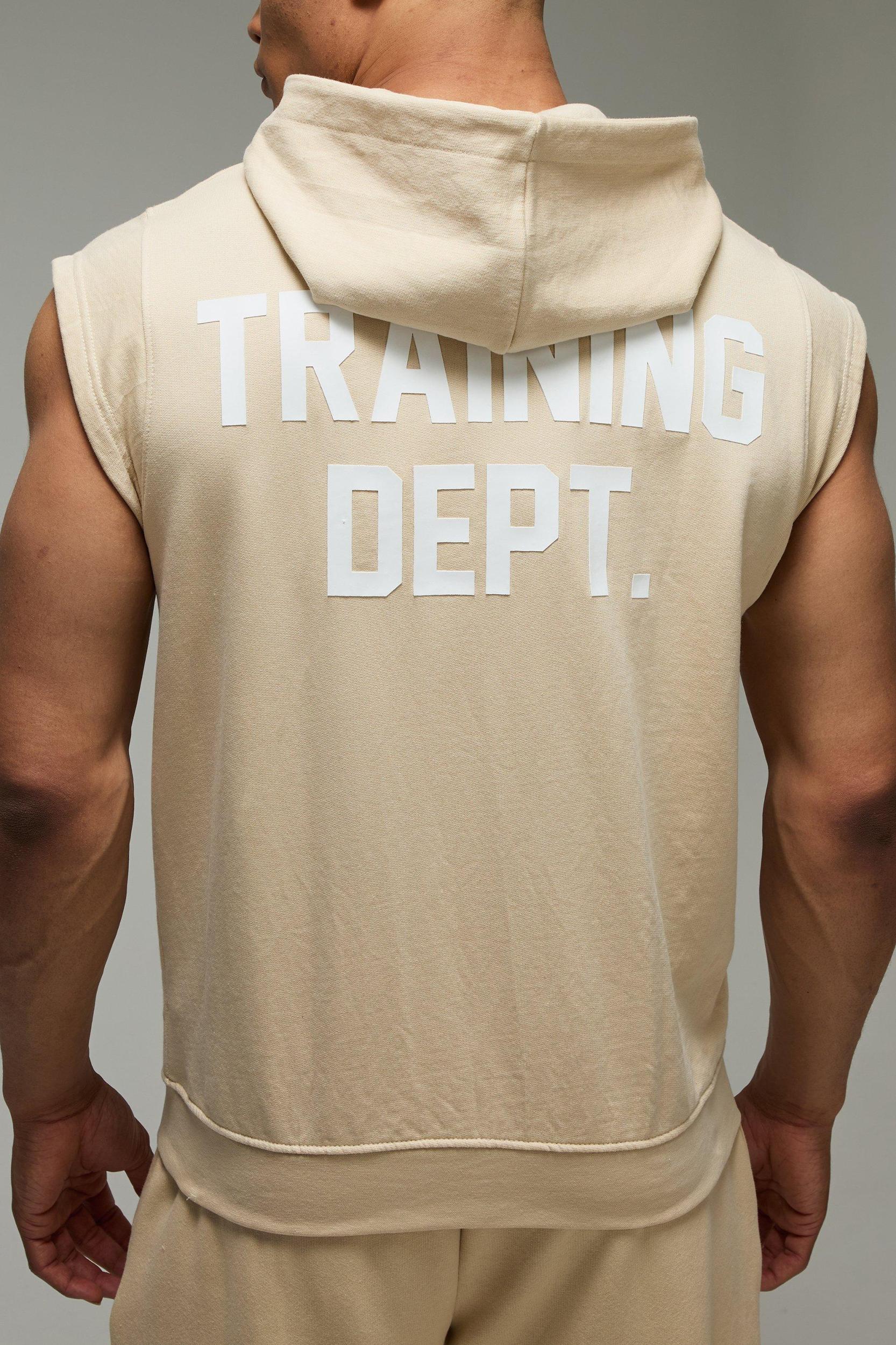 Man Active Training Dept Sleeveless Zip Through Loopback Regular Fit Hoodie | boohooMAN USA Product Image