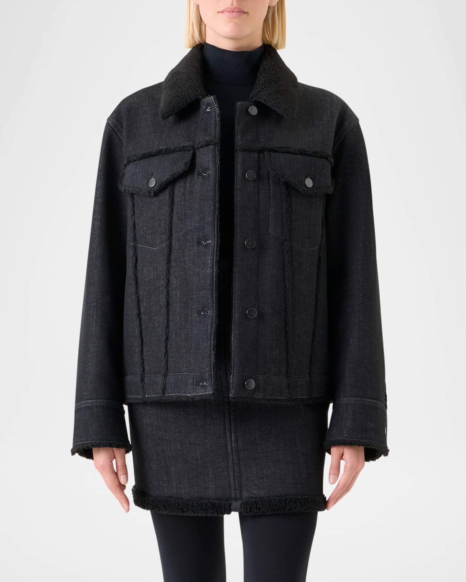 Faux-Fur Trim Denim Jacket Product Image