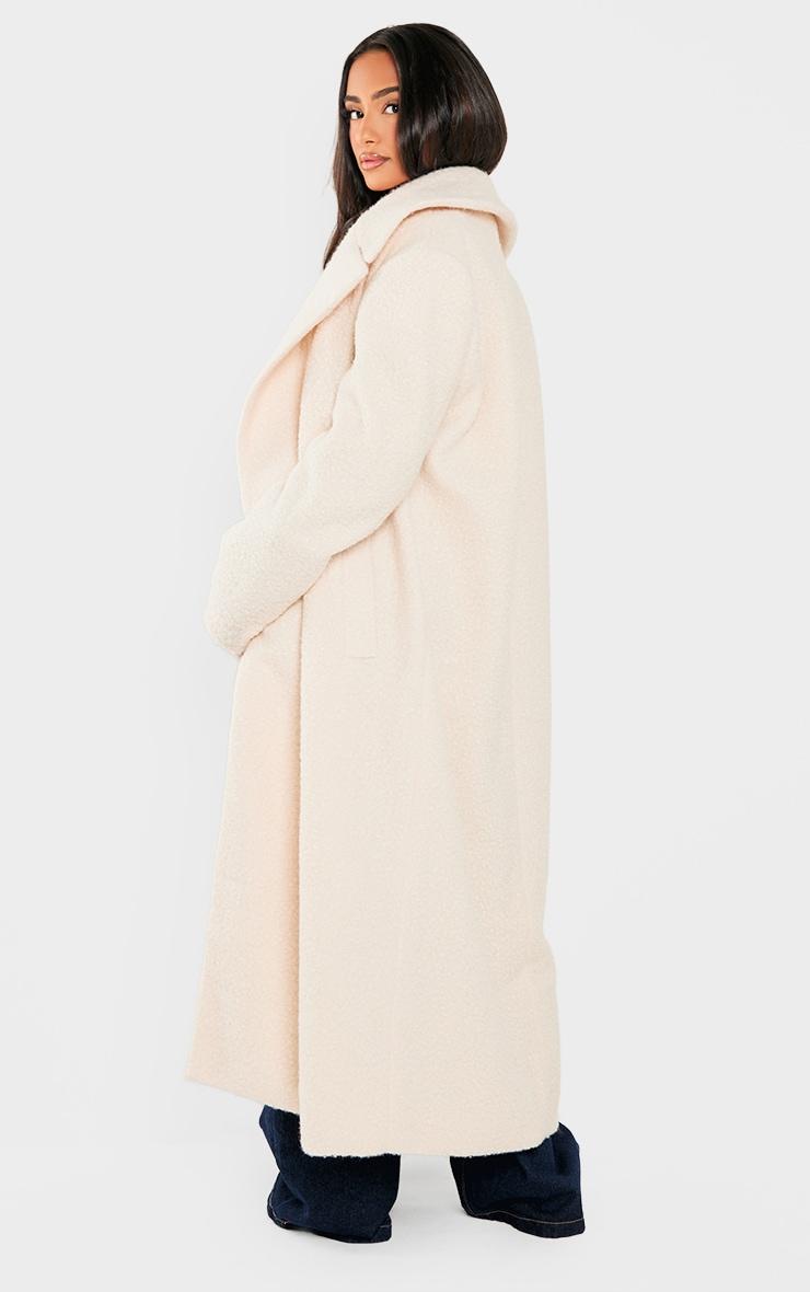 Petite Cream Borg Maxi Coat Product Image