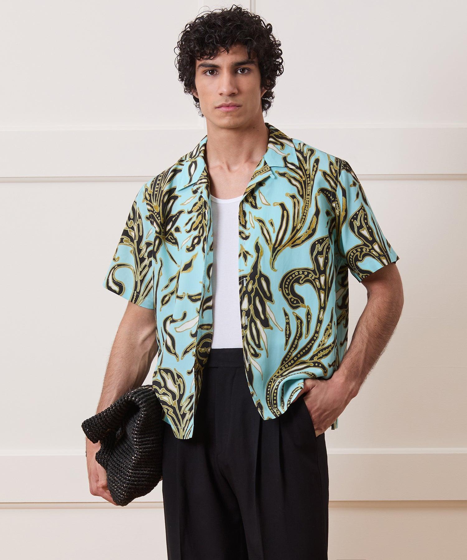 Cropped Silk-Cotton Camp Collar Shirt Product Image