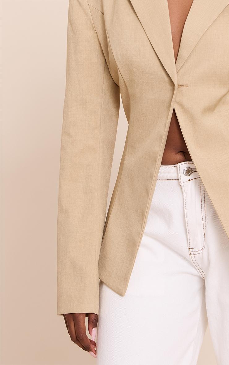Almond Butter Open Cinched Waist Blazer Product Image