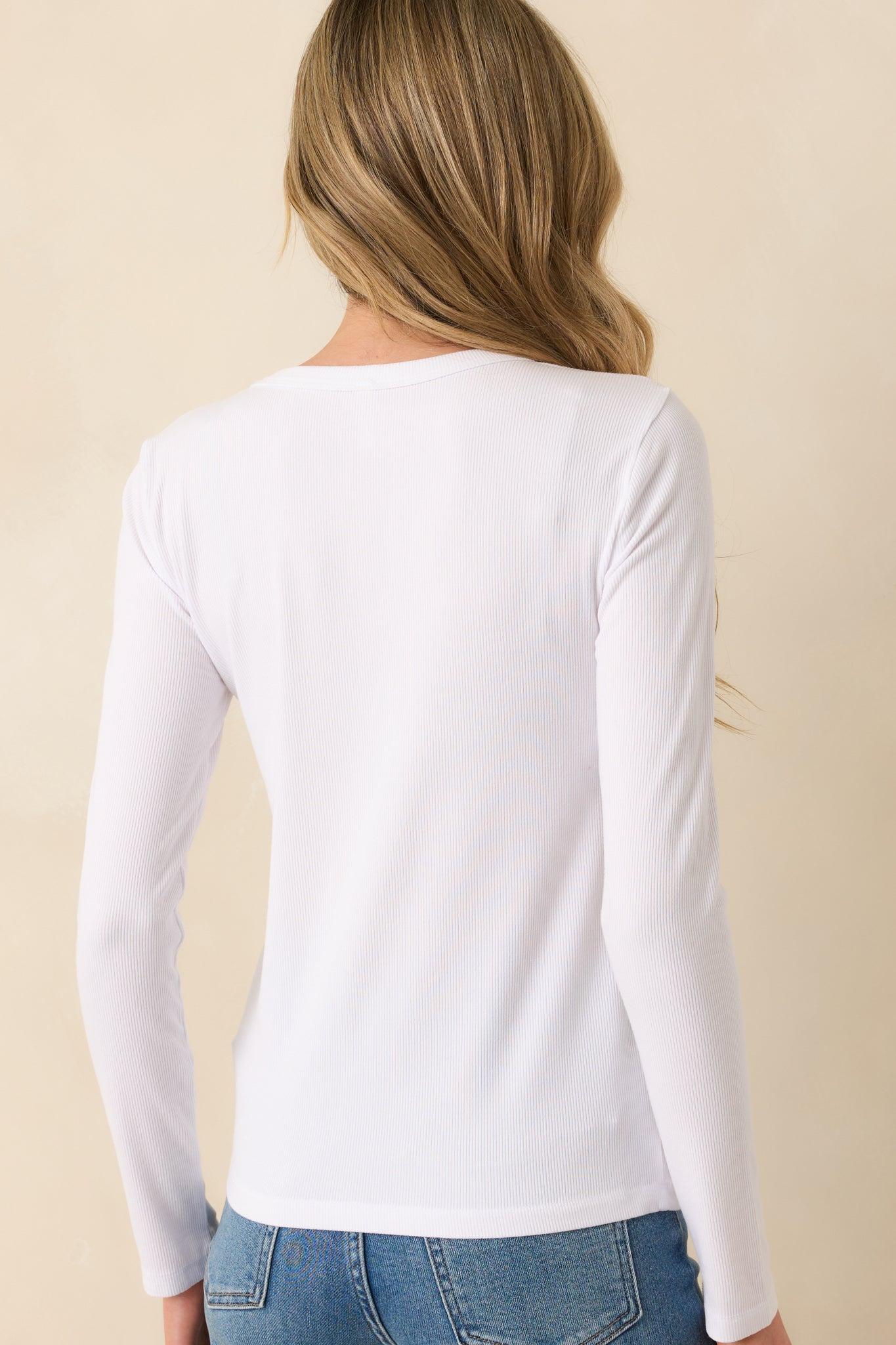 There When You Need It Ivory Ribbed Long Sleeve Tee Product Image