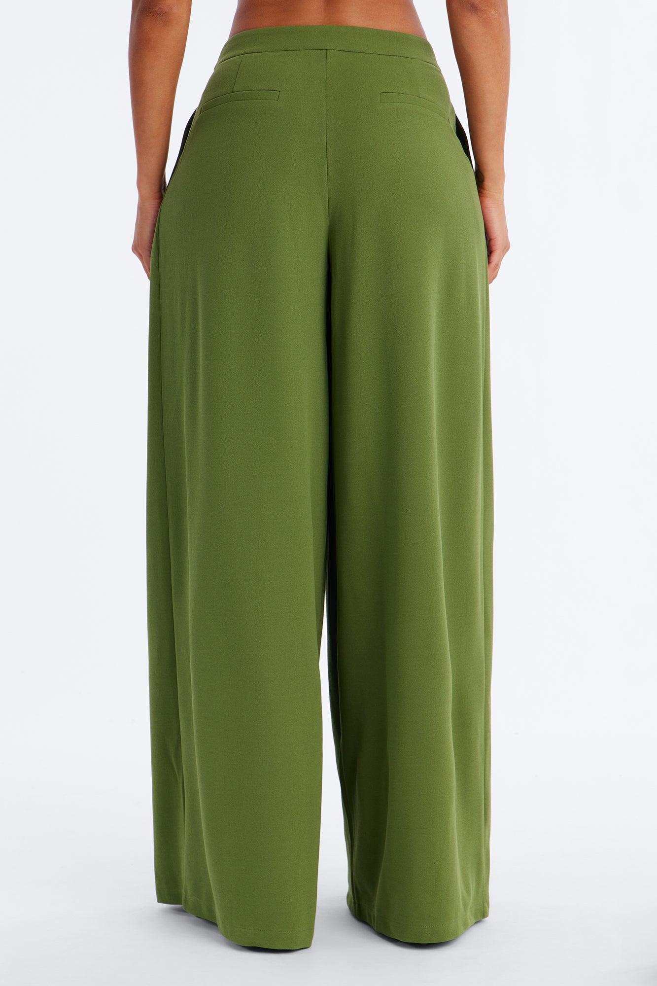 Charlie Wide Leg Trouser 33″ - Green Female Product Image