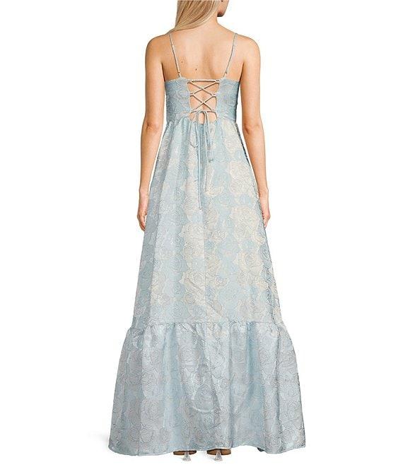 Midnight Doll Spaghetti Strap Brocade Corset Detail Gown Product Image