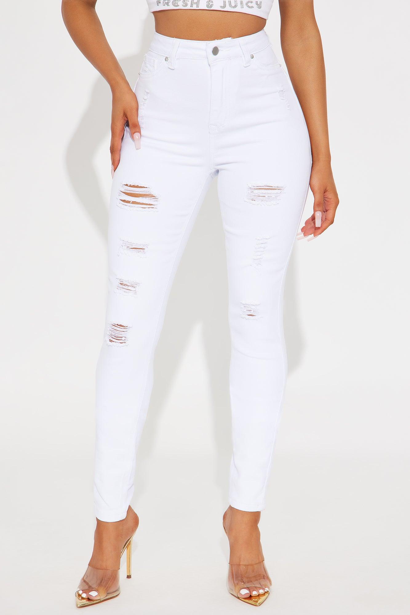 Tall Salem Sculpting Distressed High Rise Stretch Skinny Jeans - White Female Product Image