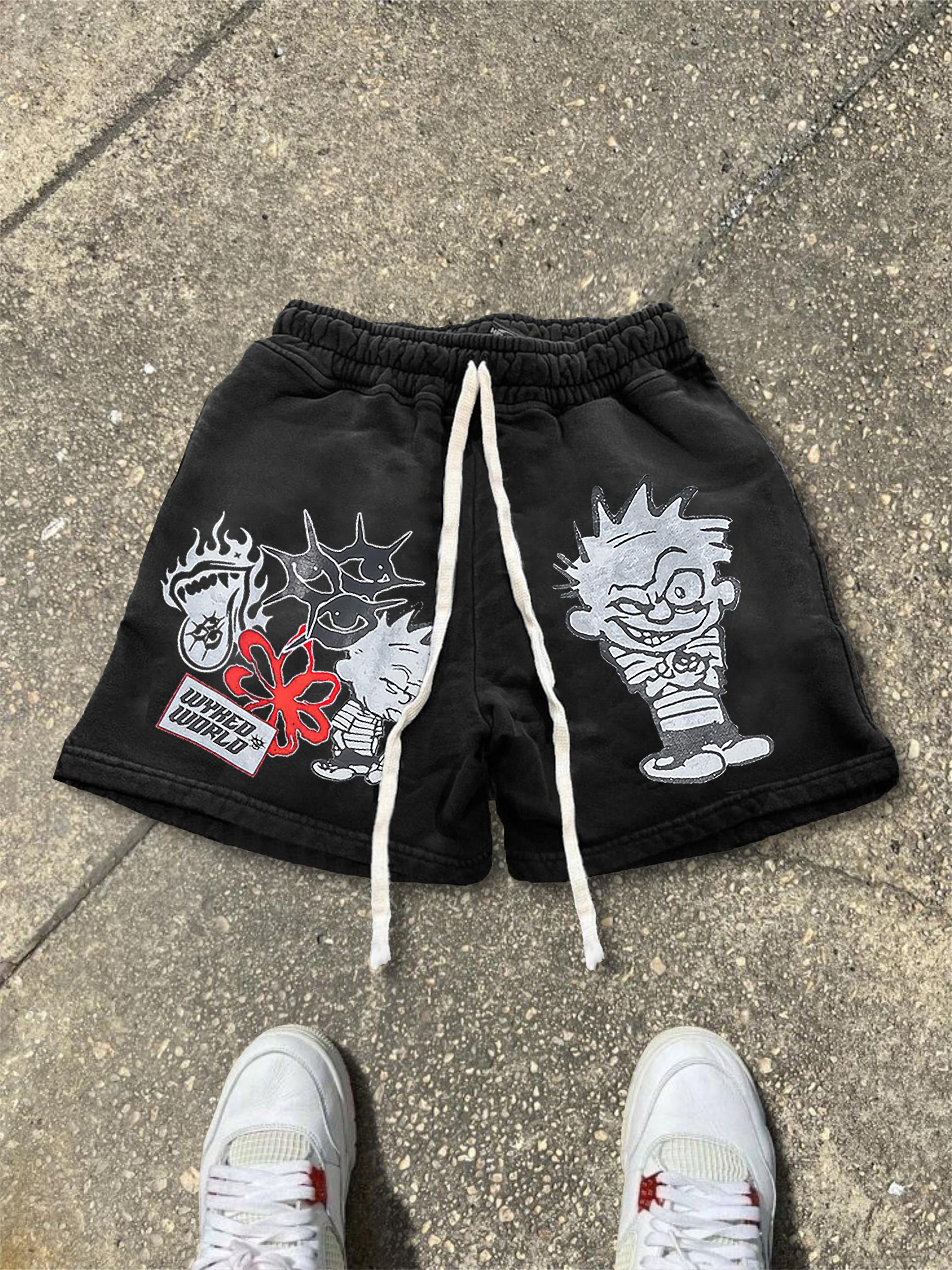 Vintage Street Graphic Drawstring Shorts Product Image