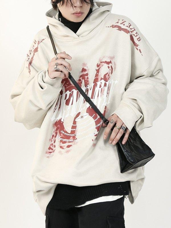 Men's Faux Suede Pullover Graphic Hoodie Product Image