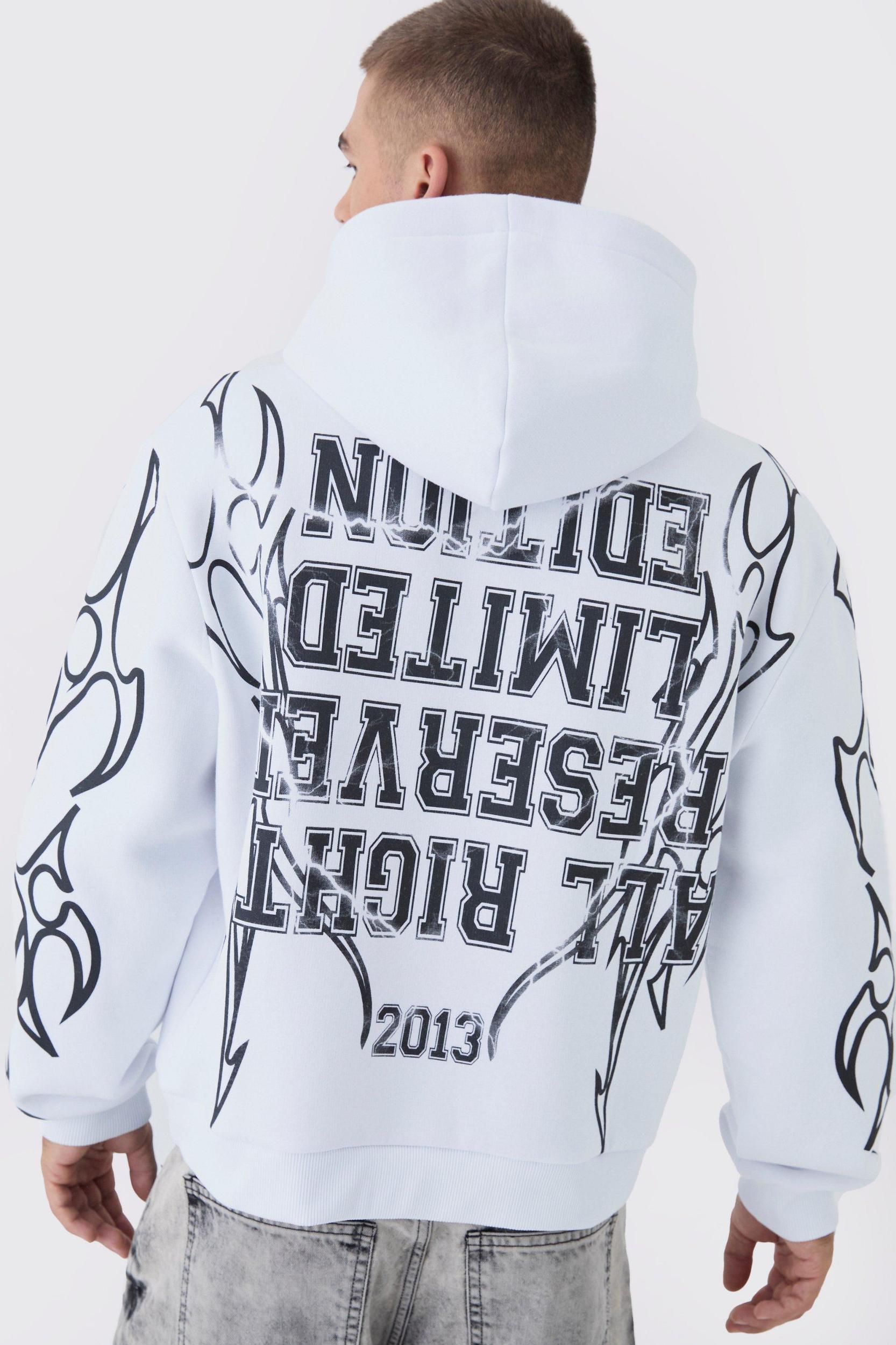 Oversized Over Seams Rottweiler Lightning Graphic Hoodie | boohooMAN USA Product Image