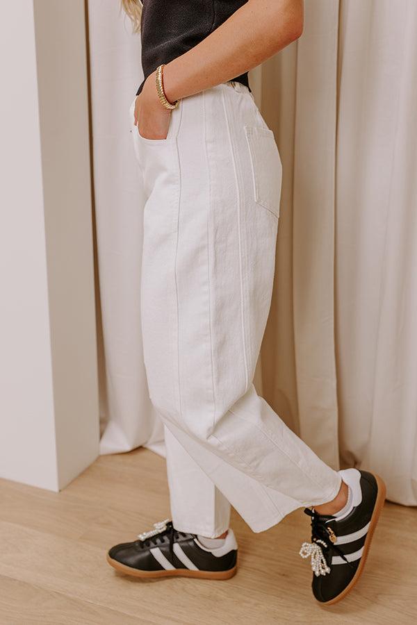 The Cristy High Waist Wide Leg Jean in Ivory Product Image