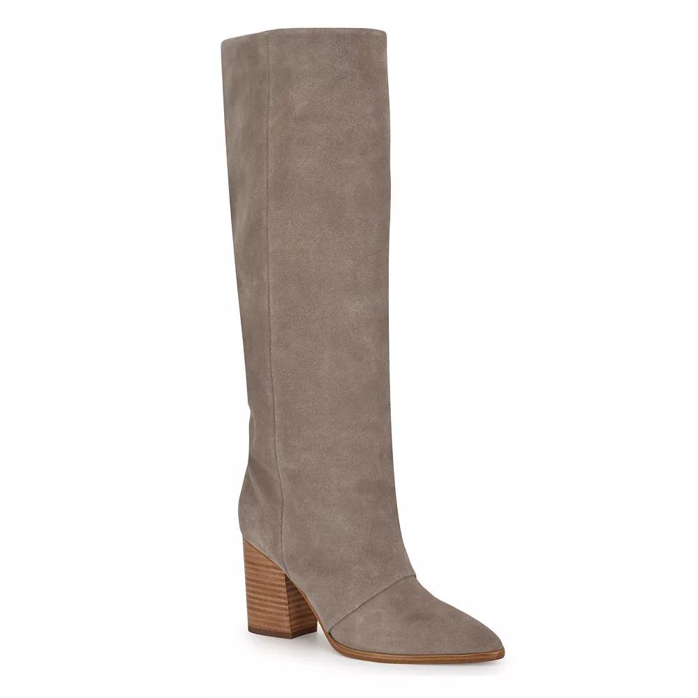 Nine West Chicke Women's Block Heel High Shaft Dress Boots, Size: 8, Brown Suede Product Image