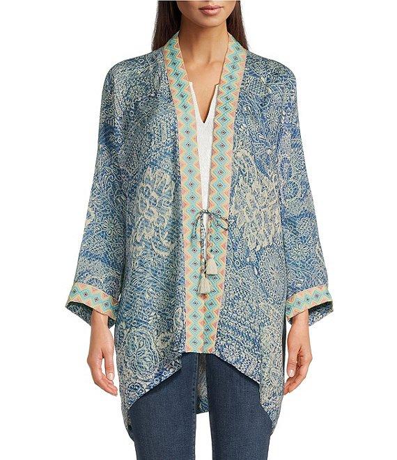 JOHNNY WAS Dolce Boho Print Long Sleeve Open-Front Flowy Kimono Jacket Product Image