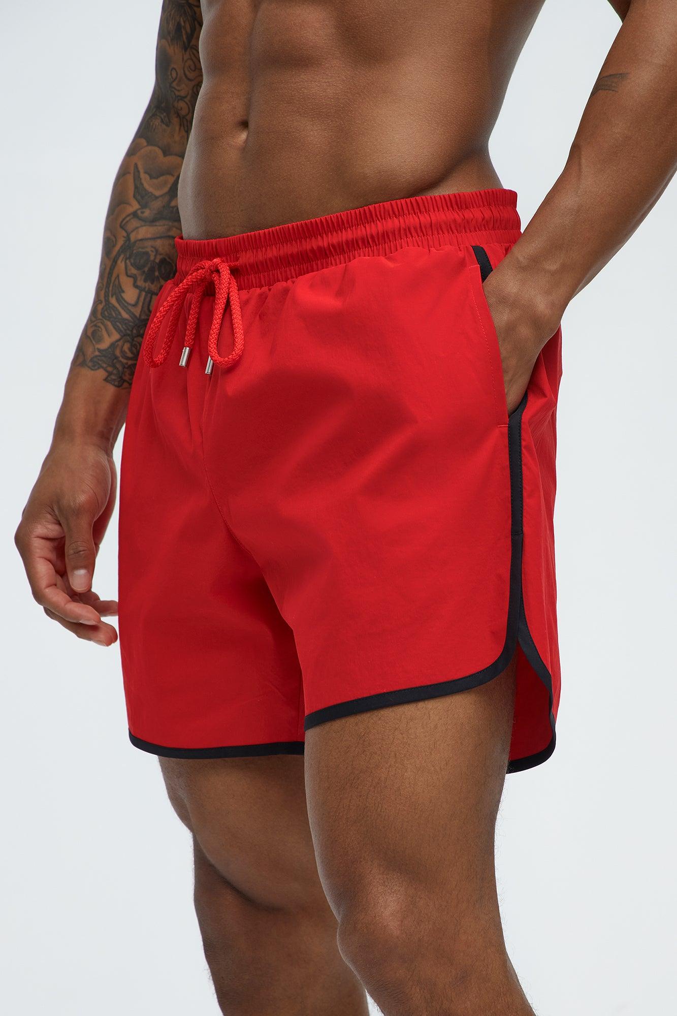 Retro Breeze Swim Mid Trunk - Red Product Image