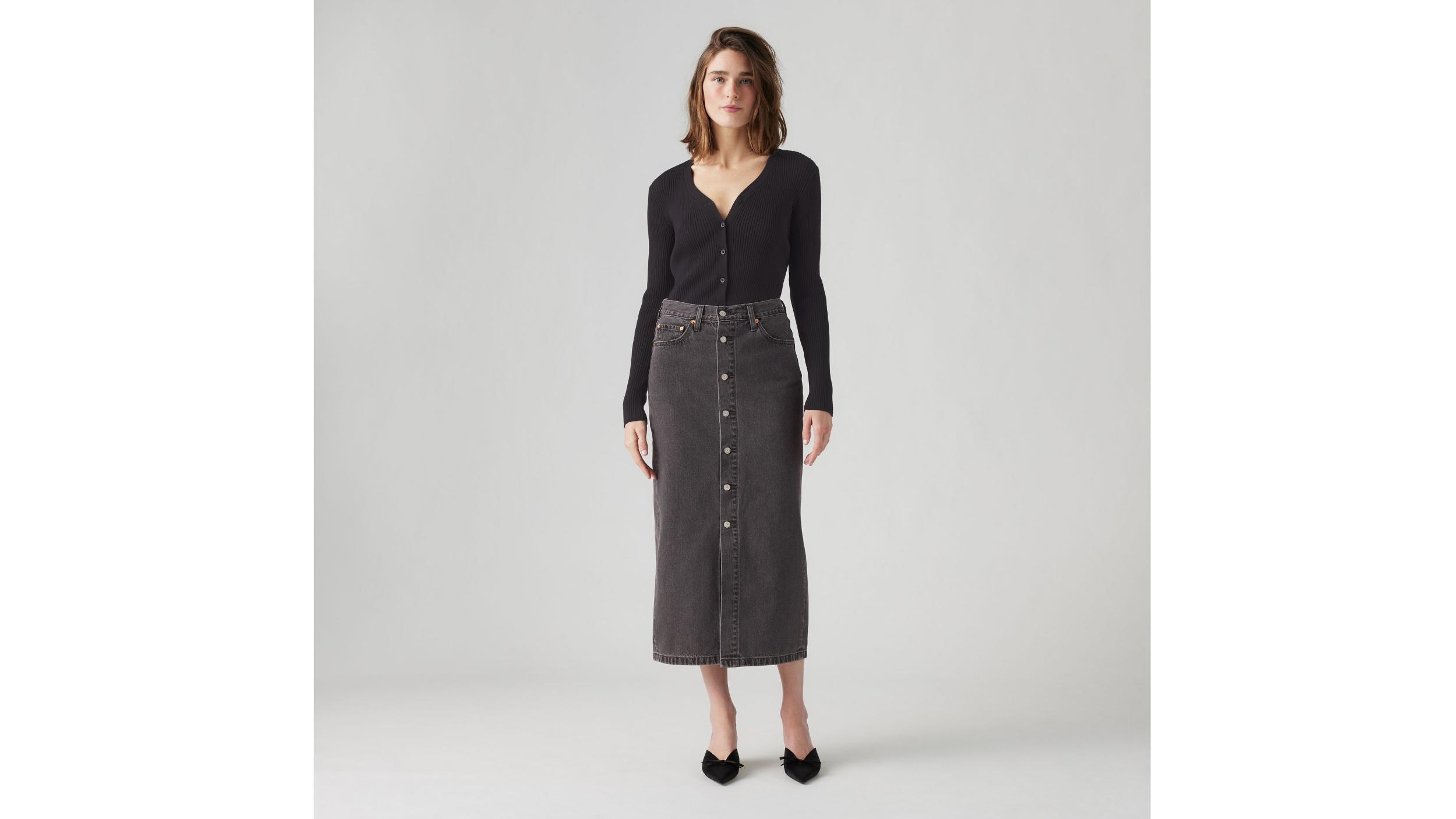 Button Midi Skirt Product Image