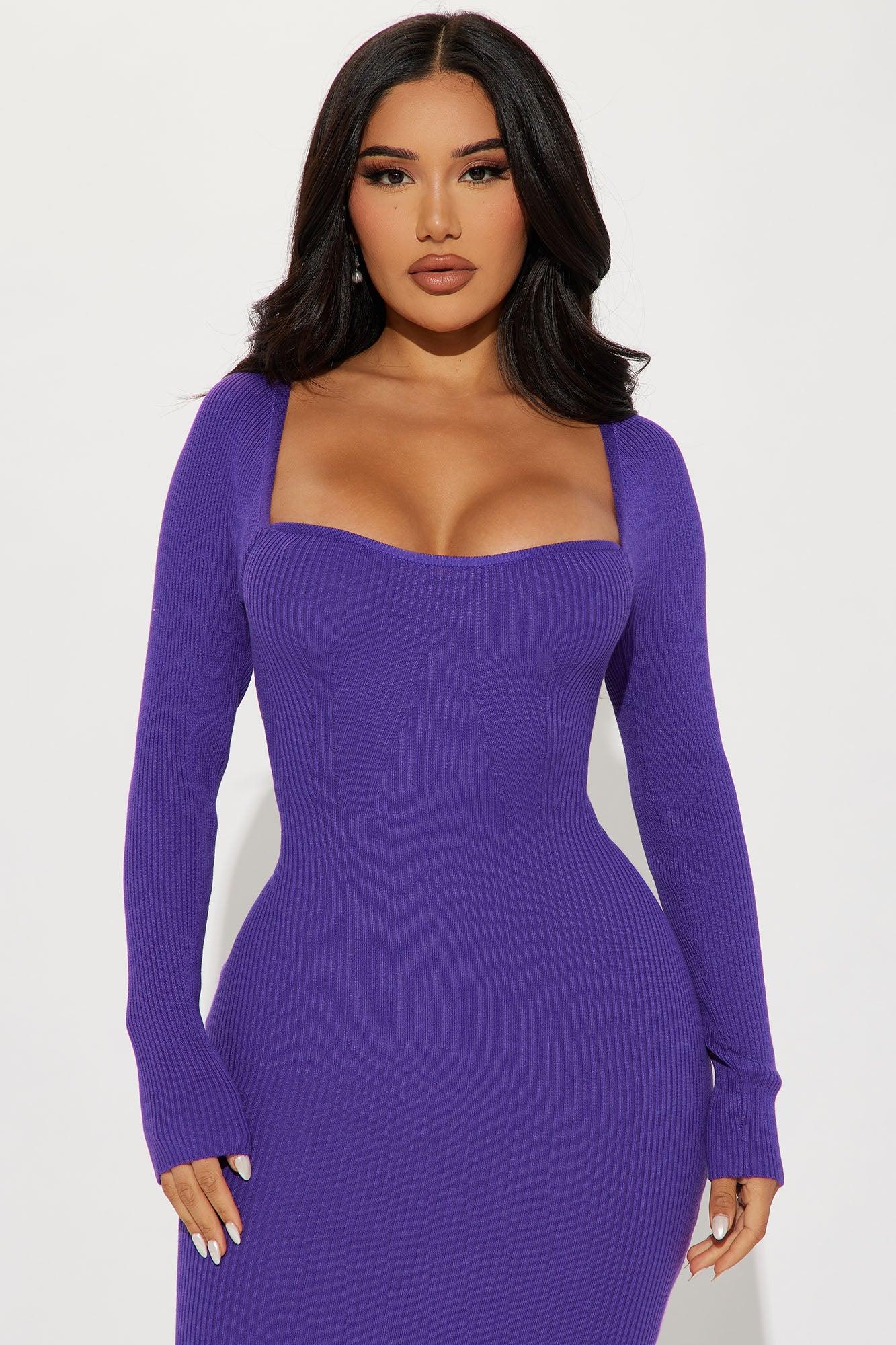 Jessie Sweater Midi Dress - Purple Female Product Image