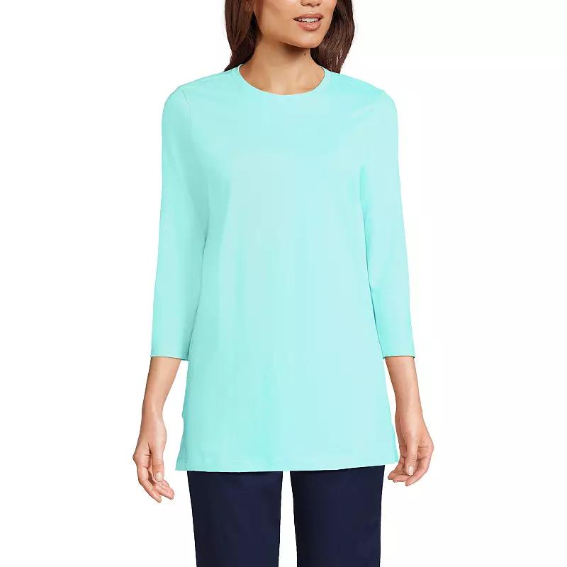 Petite Lands' End 3/4-Sleeve Supima Cotton Crewneck Tunic, Women's,  Product Image
