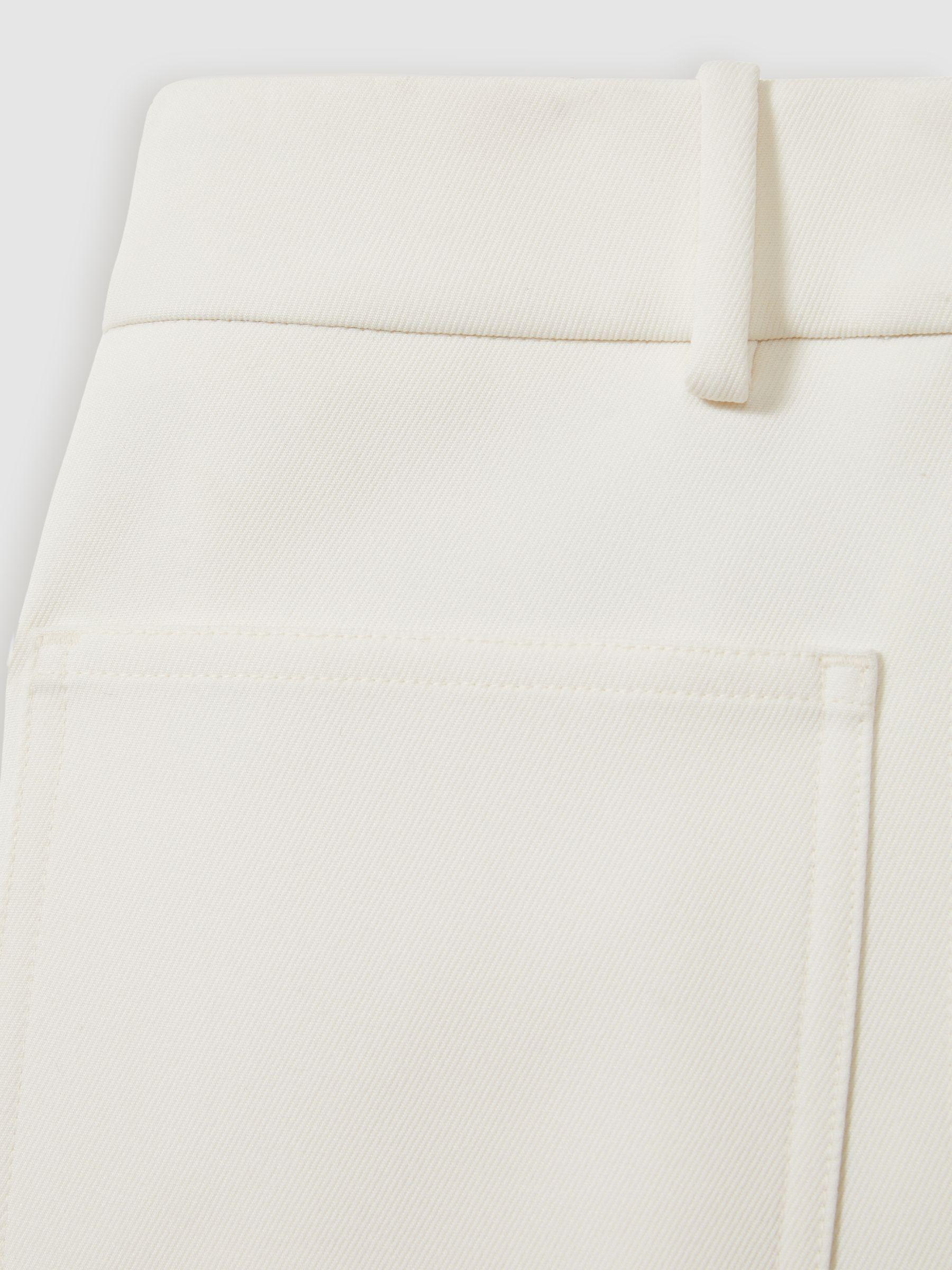 Petite Twill Patch-Pocket Flared Trousers in Cream Product Image